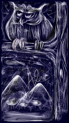 Wall Art - Drawing - Night Owl by Alessandro Della Pietra