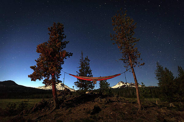 Wall Art - Photograph - Night Time Moonlit Hammock Set Up by Kyle Ledeboer