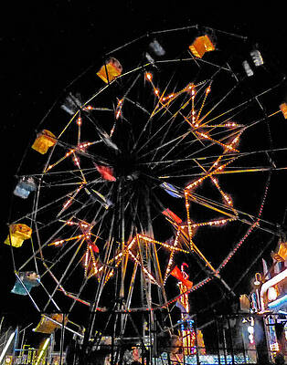 Night with Ferris Wheel by Lois Johnson Night with Ferris Wheel by Lois Johnson