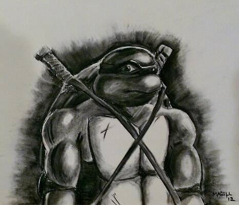 Wall Art - Drawing - Ninja Turtle Leonardo by David Magill