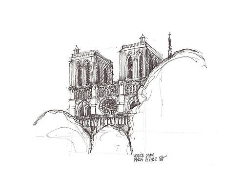 Girlfriends attempt to sketch Notre Dame de Paris  IG annymoreart  r drawing