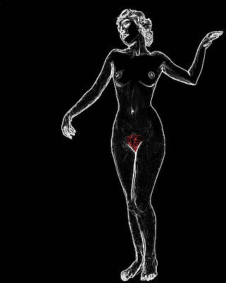 Wall Art - Digital Art - Nude Floating Man Ray Homage by Vikki King