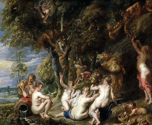 Nymphs And Satyrs Print by Peter Paul Rubens