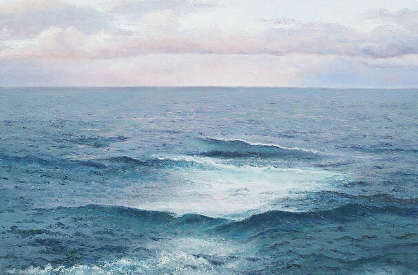 Wall Art - Painting - Painting of a Calm Ocean at sunset  by Jan Matson