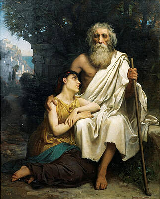 Oedipus and Antigone Print by Camille-Felix Bellanger