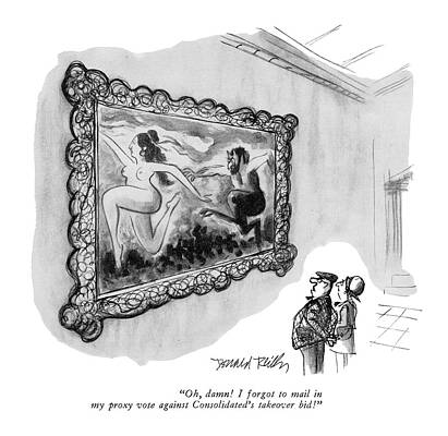 Wall Art - Drawing - Oh, Damn!  I Forgot To Mail In My Proxy Vote by Donald Reilly