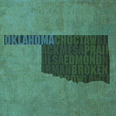 Wall Art - Mixed Media - Oklahoma Word Art State Map on Canvas by Design Turnpike