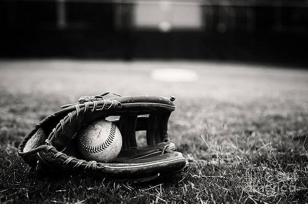 Wall Art - Photograph - Old Baseball and Glove on Field by Danny Hooks