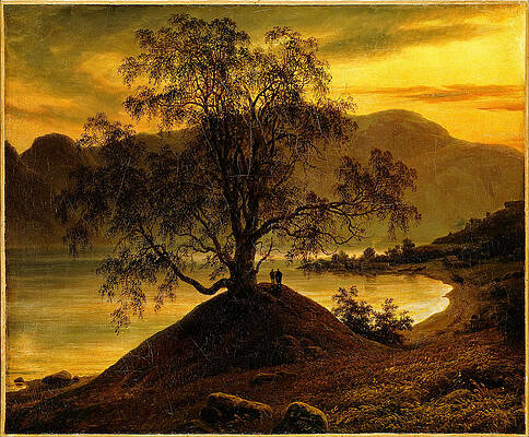 Old Birch Tree at the Sognefjord Print by Thomas Fearnley