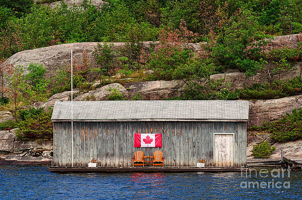 Old boathouse with two Muskoka chairs by Les Palenik Old boathouse with two Muskoka chairs by Les Palenik