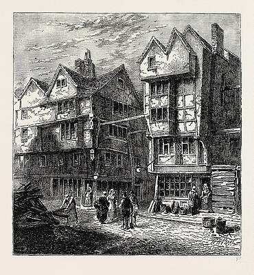 Wall Art - Drawing - Old Houses Formerly Standing In Butchers Row by Litz Collection