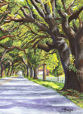 Wall Art - Painting - Old Oak Tree with Border by Elaine Hodges