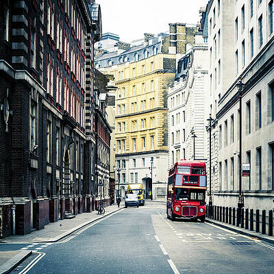 Wall Art - Photograph - Old Vintage Red Double Decker Bus In by Zodebala