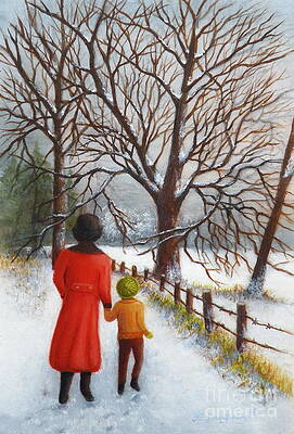 On a Wintry Walk with Gran by Lora Duguay On a Wintry Walk with Gran by Lora Duguay