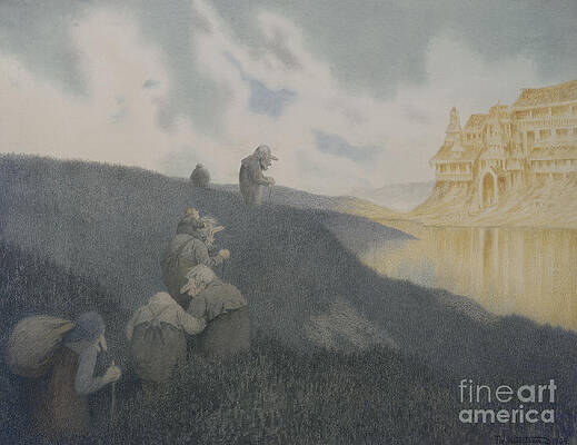 Wall Art - Painting - On the way to a feast at the troll castle by Theodor Kittelsen