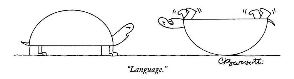 Wall Art - Drawing - One Turtle Is Seen Speaking To Another Turtle Who by Charles Barsotti