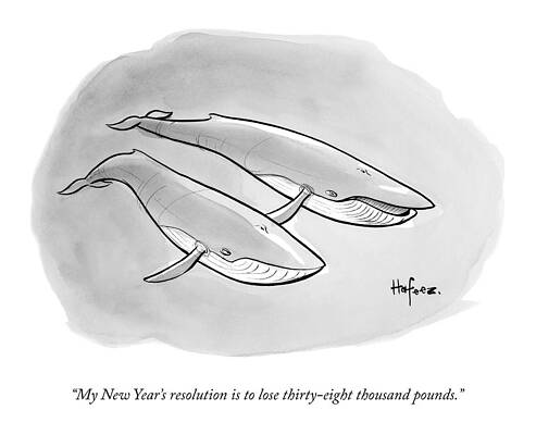Wall Art - Drawing - One Whale Says To Another by Kaamran Hafeez