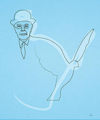 Wall Art - Digital Art - Oneline Magritte by Quibe Sarl