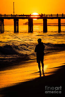 California Wall Art featuring the photograph Orange County California  Sunset Fishing Picture by Paul Velgos