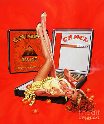 Wall Art - Painting - Orange Twist Girl by Dick Bobnick