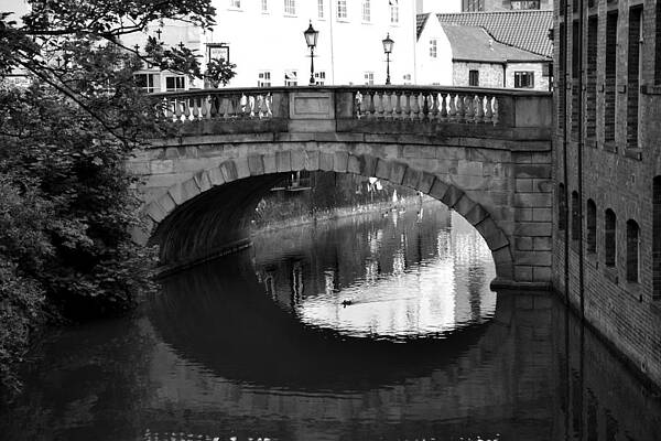 Wall Art featuring the photograph Oval Bridge Over The River Foss York by Scott Lyons