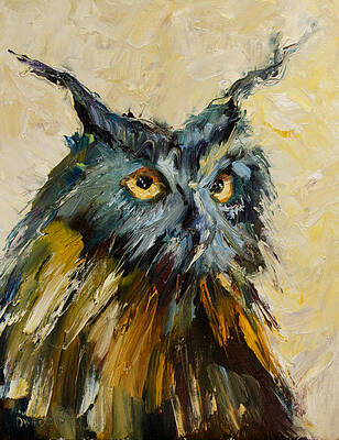 Wall Art - Painting - Owl Study by Diane Whitehead
