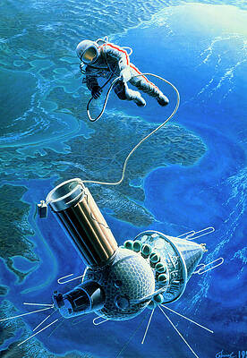 Wall Art - Photograph - Painting Of Leonov During First Spacewalk by Science Photo Library