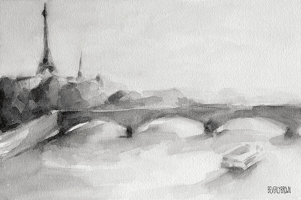 Wall Art - Painting - Painting of Paris Bridge on the Seine with Eiffel Tower by Beverly Brown Prints