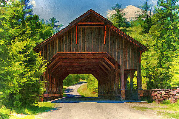 Wall Art - Painting - Painting of the Covered Bridge at DuPont State Forest by John Haldane