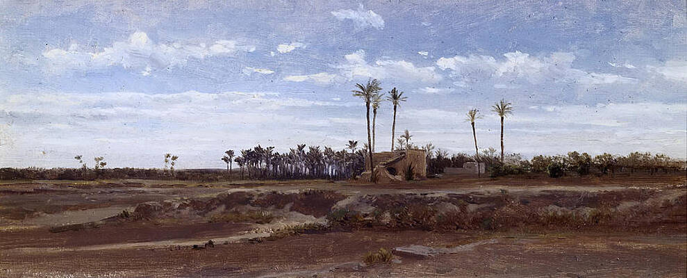 Palm forest in Elche Print by Carlos de Haes