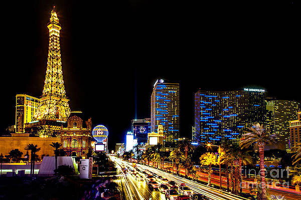 Paris Las Vegas Hotel At Night, Nevada by Sylvain Sonnet