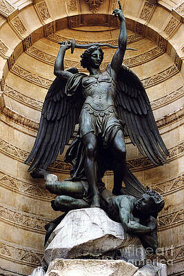 Wall Art - Photograph - Paris Saint Michael Archangel Statue Monument - St. Michael Fountain Square by Kathy Fornal