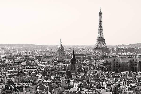Wall Art - Photograph - Paris with Eiffel tower in Black and White  by Pierre Leclerc Photography