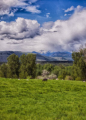 Wall Art - Painting - Pastures and Clouds  by Omaste Witkowski