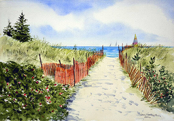 Wall Art - Painting - Path To East Beach-Watch Hill RI by Joan Hartenstein