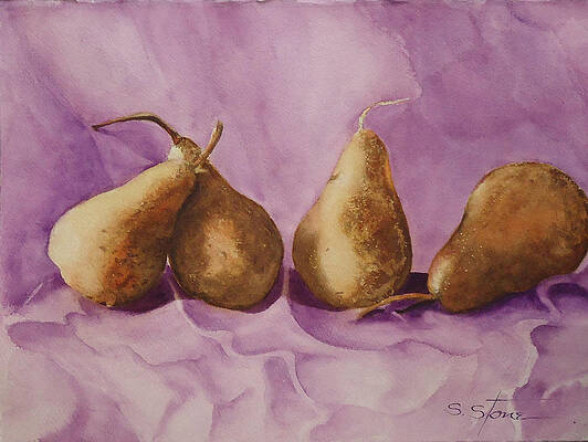 Pears on Purple Drape by Sandra Stone Pears on Purple Drape by Sandra Stone