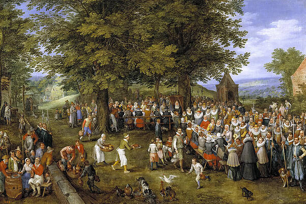 Peasant Wedding Banquet with the Archdukes Print by Jan Brueghel the Elder