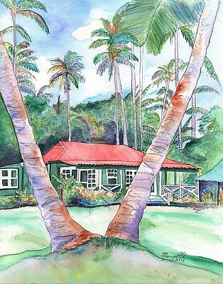 Wall Art - Painting - Peeking Between the Palm Trees 2 by Marionette Taboniar