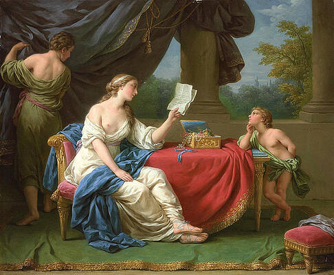 Penelope Reading A Letter From Odysseus Print by Louis-Jean-Francois Lagrenee