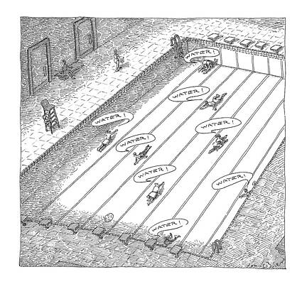 Wall Art - Drawing - People Crawl Along The Bottom Of An Empty by John O'Brien