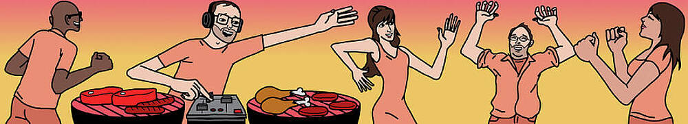 Wall Art - Digital Art - People Dancing At A Bbq Where The Grills Resembe by Maximilian Bode
