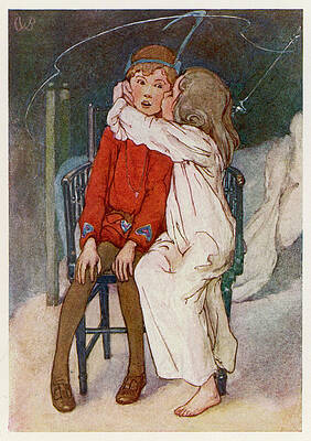 Wall Art - Drawing - Peter Being Kissed Gently On  The Cheek by Mary Evans Picture Library