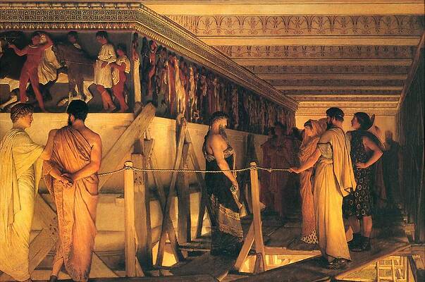 Phidias Showing the Frieze of the Parthenon to his Friends Print by Lawrence Alma-Tadema