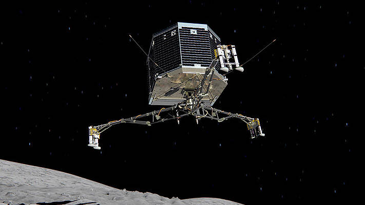 Wall Art - Photograph - Philae Lander Descending To Comet 67pc-g by Science Source