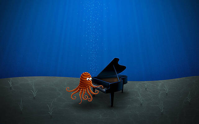 Wall Art - Digital Art - Piano Playing Octopus by Gianfranco Weiss