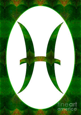 Wall Art - Digital Art - Pices Symbol and Heart Chakra Abstract Spiritual Artwork by Omas by Omaste Witkowski