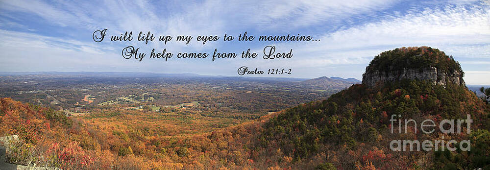 Wall Art - Photograph - Pilot Mountain Panorama with Scripture by Jill Lang