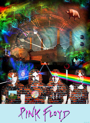 Wall Art - Digital Art - Pink Floyd Collage by Mal Bray