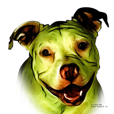 Wall Art - Painting - Pitbull Terrier - F - S - WB - Yellow by James Ahn