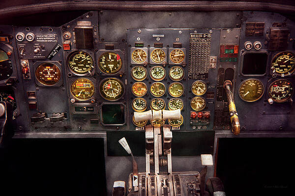 Wall Art - Photograph - Plane - Cockpit - Boeing 727 - The controls are set by Mike Savad
